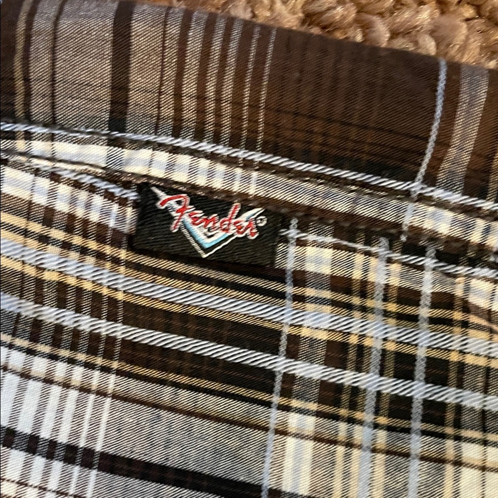 Fender Custom Shop Men's XXL Brown Plaid Western-style Snap Shirt Long Sleeves - Picture 5 of 9